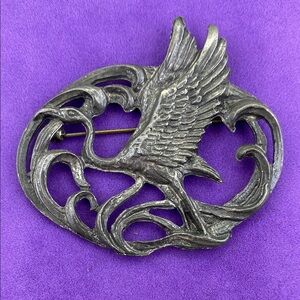 💛 Unique Silver Flamingo Brooch